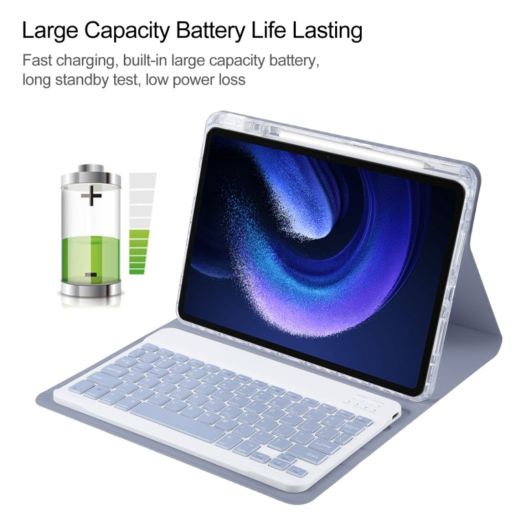 For Xiaomi Pad 6 Square Button Bluetooth Keyboard Rotatable Holder Leather Case(Lavender Purple) - Others Keyboard by PMC TechLife | Online Shopping South Africa | PMC TechLife
