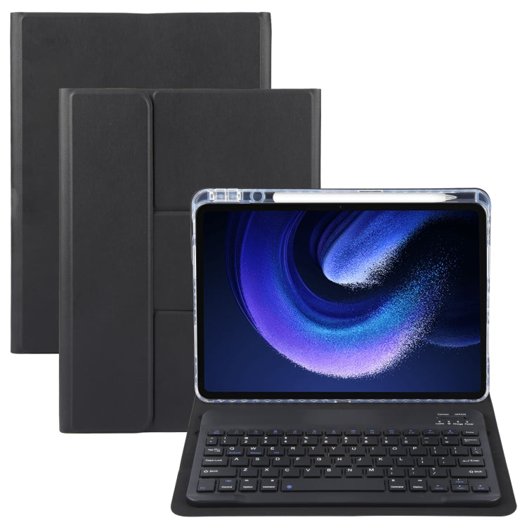 For Xiaomi Pad 6 Square Button Bluetooth Keyboard Rotatable Holder Leather Case(Black) - Others Keyboard by PMC TechLife | Online Shopping South Africa | PMC TechLife