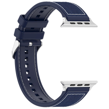 For Apple Watch Series 9 45mm Ordinary Buckle Hybrid Nylon Braid Silicone Watch Band(Midnight Blue) - Watch Bands by PMC Jewellery | Online Shopping South Africa | PMC Jewellery