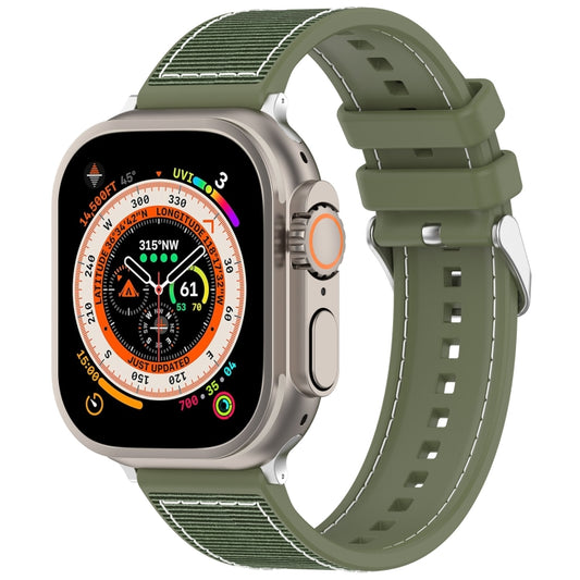 For Apple Watch Series 7 41mm Ordinary Buckle Hybrid Nylon Braid Silicone Watch Band(Green) - Watch Bands by PMC Jewellery | Online Shopping South Africa | PMC Jewellery