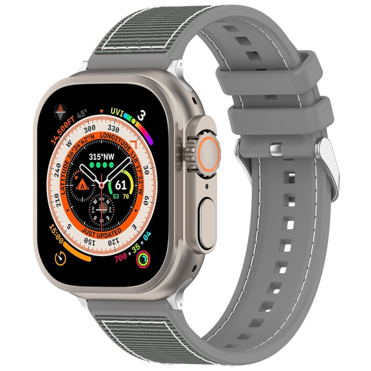 For Apple Watch SE 44mm Ordinary Buckle Hybrid Nylon Braid Silicone Watch Band(Grey) - Watch Bands by PMC Jewellery | Online Shopping South Africa | PMC Jewellery