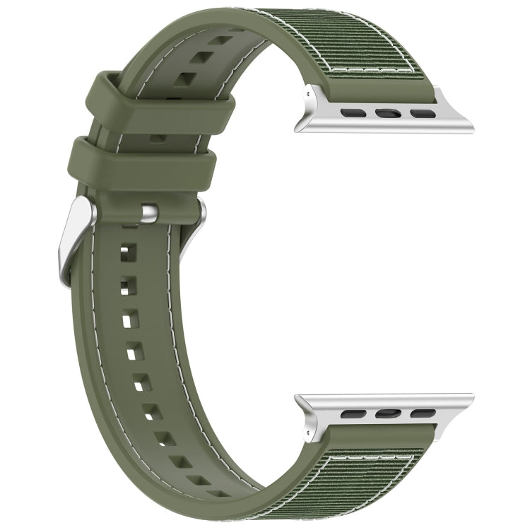 For Apple Watch Series 4 40mm Ordinary Buckle Hybrid Nylon Braid Silicone Watch Band(Green) - Watch Bands by PMC Jewellery | Online Shopping South Africa | PMC Jewellery