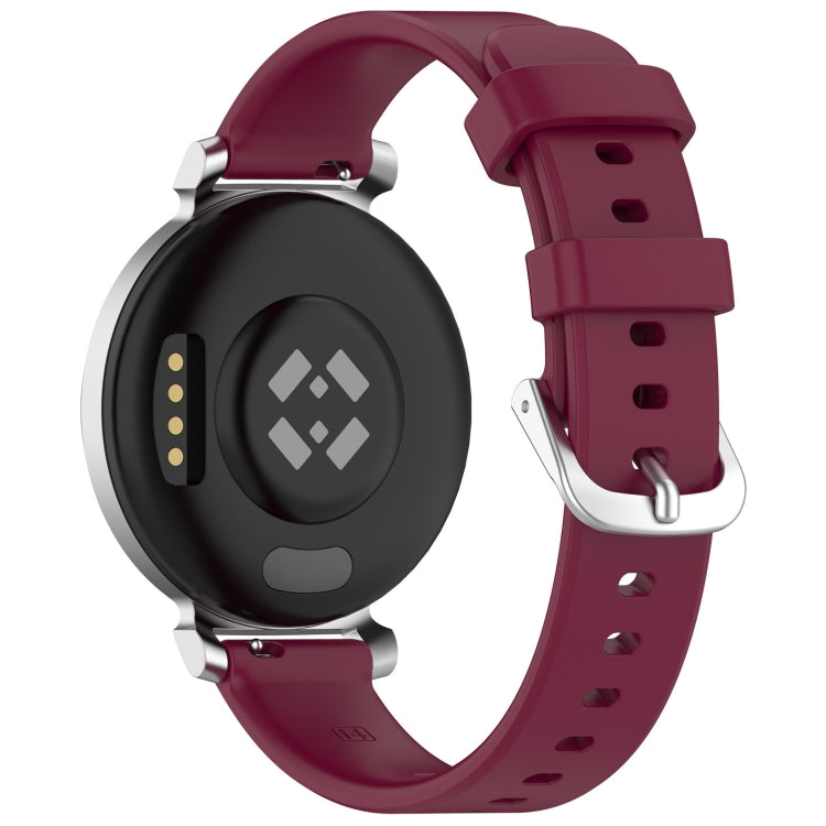 For Garmin Lily 2 14mm Silver Buckle Silicone Watch Band Wristband(Wine Red) - Watch Bands by PMC Jewellery | Online Shopping South Africa | PMC Jewellery