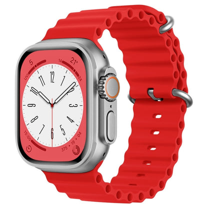 For Apple Watch SE 2023 44mm ZGA Ocean Silicone Watch Band(Red) - Watch Bands by ZGA | Online Shopping South Africa | PMC Jewellery