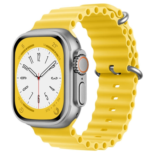 For Apple Watch SE 2023 44mm ZGA Ocean Silicone Watch Band(Yellow) - Watch Bands by ZGA | Online Shopping South Africa | PMC Jewellery