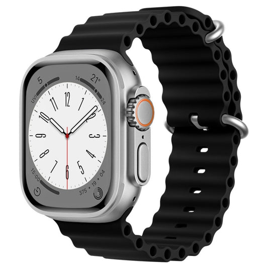 For Apple Watch SE 44mm ZGA Ocean Silicone Watch Band(Black) - Watch Bands by ZGA | Online Shopping South Africa | PMC Jewellery