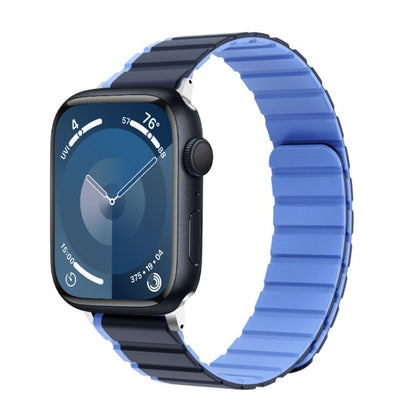 For Apple Watch Series 9 45mm ZGA Two Color Magnetic Silicone Watch Band(Dark Blue+Light Blue) - Watch Bands by ZGA | Online Shopping South Africa | PMC Jewellery | Buy Now Pay Later Mobicred