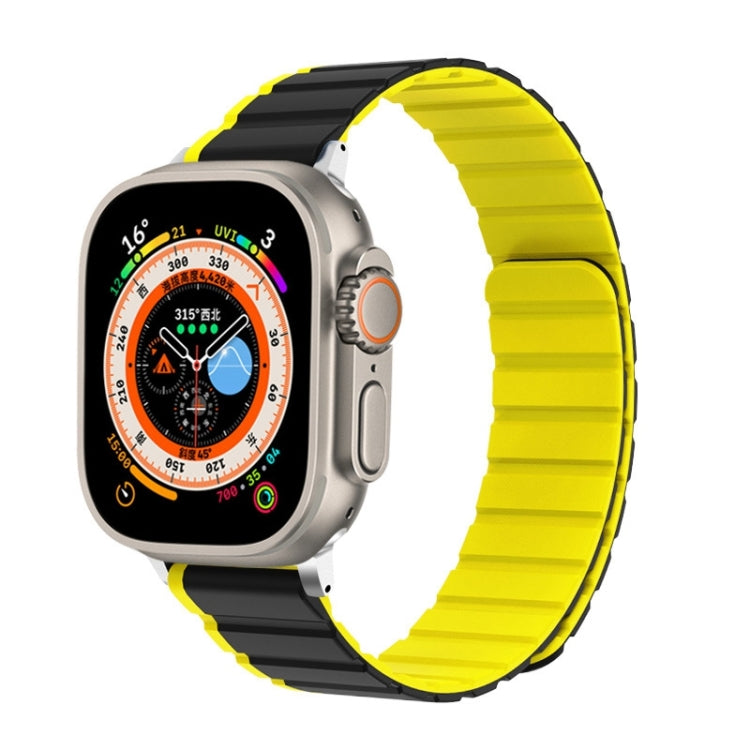 For Apple Watch Ultra 49mm ZGA Two Color Magnetic Silicone Watch Band(Grey+Yellow) - Watch Bands by ZGA | Online Shopping South Africa | PMC Jewellery