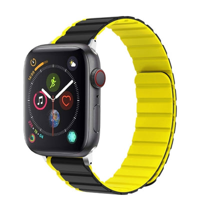 For Apple Watch Series 4 44mm ZGA Two Color Magnetic Silicone Watch Band(Grey+Yellow) - Watch Bands by ZGA | Online Shopping South Africa | PMC Jewellery | Buy Now Pay Later Mobicred