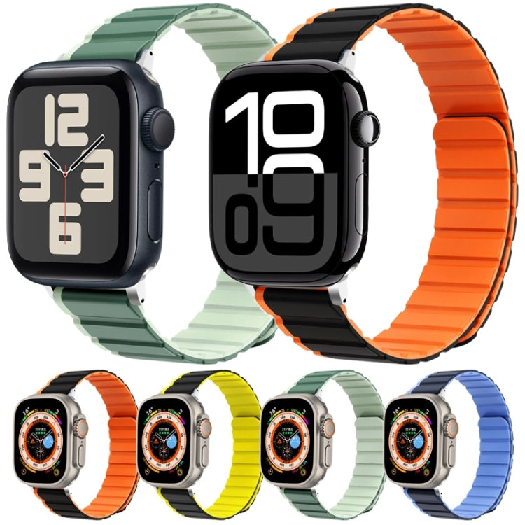 For Apple Watch Series 3 42mm ZGA Two Color Magnetic Silicone Watch Band(Grey+Yellow) - Watch Bands by ZGA | Online Shopping South Africa | PMC Jewellery | Buy Now Pay Later Mobicred