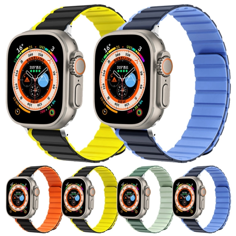 For Apple Watch SE 2022 44mm ZGA Two Color Magnetic Silicone Watch Band(Dark Blue+Light Blue) - Watch Bands by ZGA | Online Shopping South Africa | PMC Jewellery