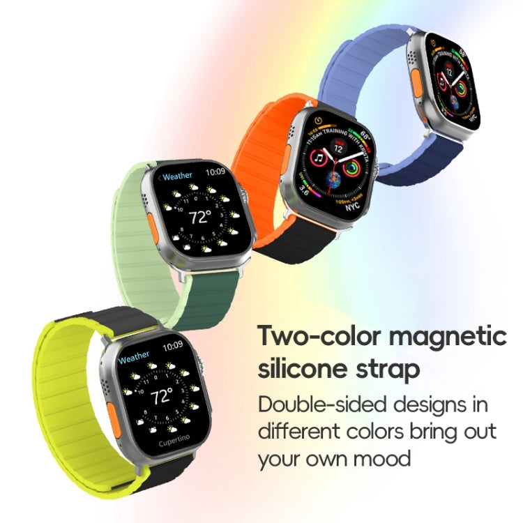 For Apple Watch SE 2022 44mm ZGA Two Color Magnetic Silicone Watch Band(Black+Orange) - Watch Bands by ZGA | Online Shopping South Africa | PMC Jewellery