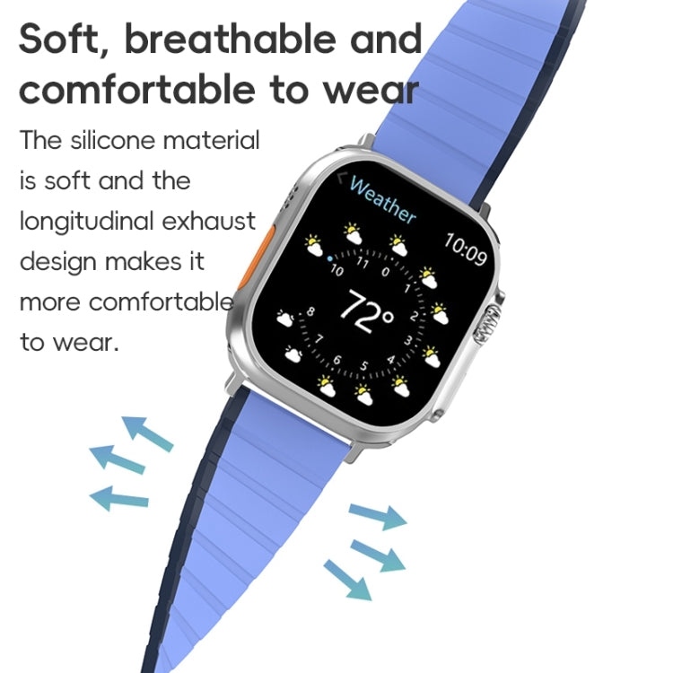 For Apple Watch Series 3 42mm ZGA Two Color Magnetic Silicone Watch Band(Dark Blue+Light Blue) - Watch Bands by ZGA | Online Shopping South Africa | PMC Jewellery