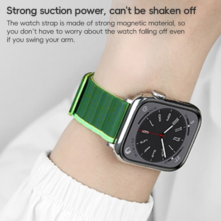 For Apple Watch Series 8 45mm ZGA Two Color Magnetic Silicone Watch Band(Dark Green+Light Green) - Watch Bands by ZGA | Online Shopping South Africa | PMC Jewellery | Buy Now Pay Later Mobicred