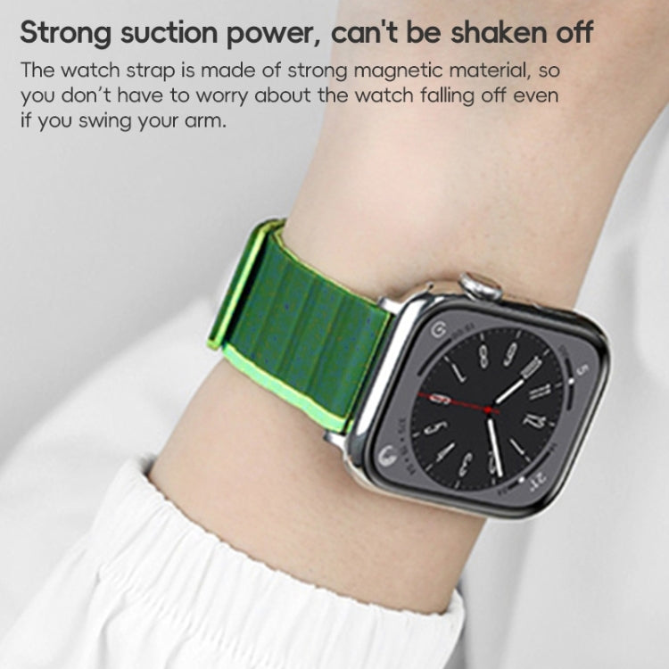 For Apple Watch Series 7 45mm ZGA Two Color Magnetic Silicone Watch Band(Dark Green+Light Green) - Watch Bands by ZGA | Online Shopping South Africa | PMC Jewellery