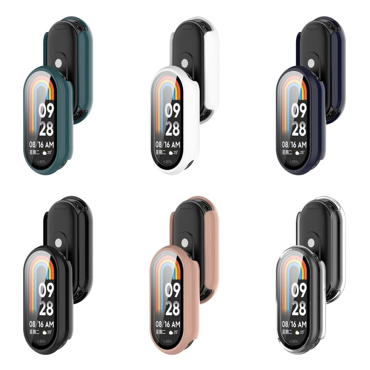 For Xiaomi Mi Band 8 PC + Tempered Film Integrated Protective Watch Case(White) - Watch Cases by PMC Jewellery | Online Shopping South Africa | PMC Jewellery