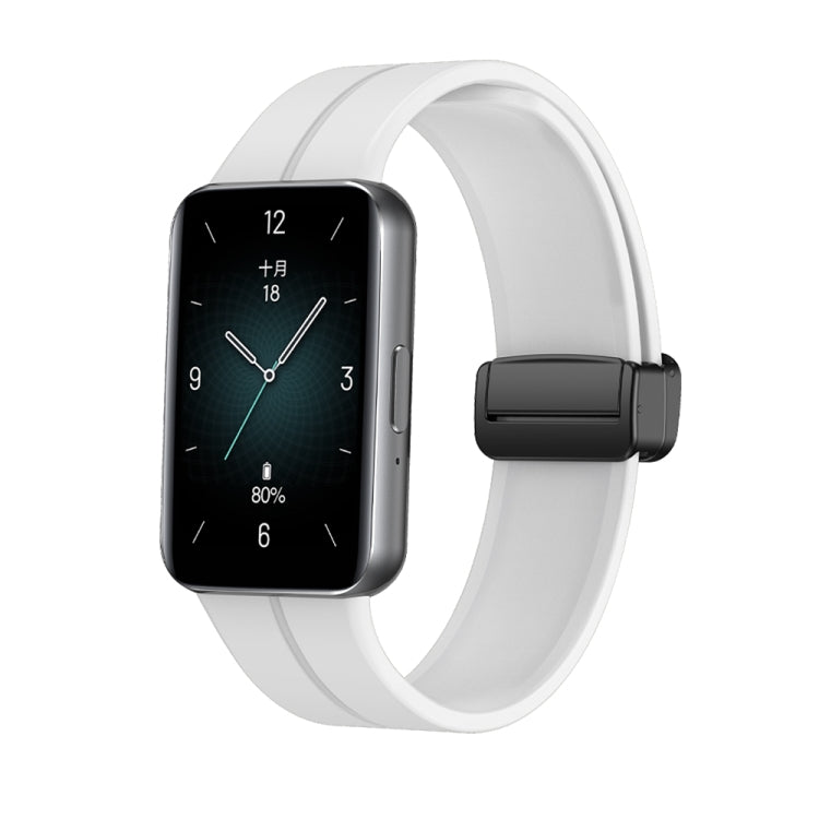 For Honor Band 9 Magnetic Folding Black Buckle Silicone Watch Band(White) - free shipping - PMC TechLife - Order now!