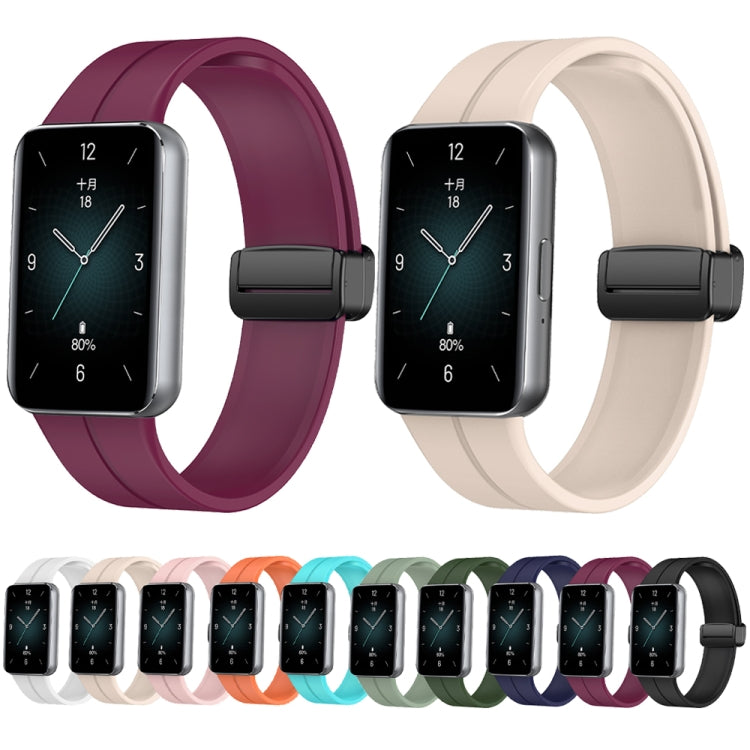 For Honor Band 9 Magnetic Folding Black Buckle Silicone Watch Band(Light Pink) - Watch Bands by PMC TechLife | Online Shopping South Africa | PMC TechLife
