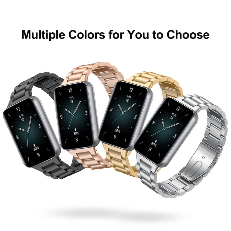 For Honor Band 9 Three Strains Metal Watch Band(Black) - Watch Bands by PMC TechLife | Online Shopping South Africa | PMC TechLife