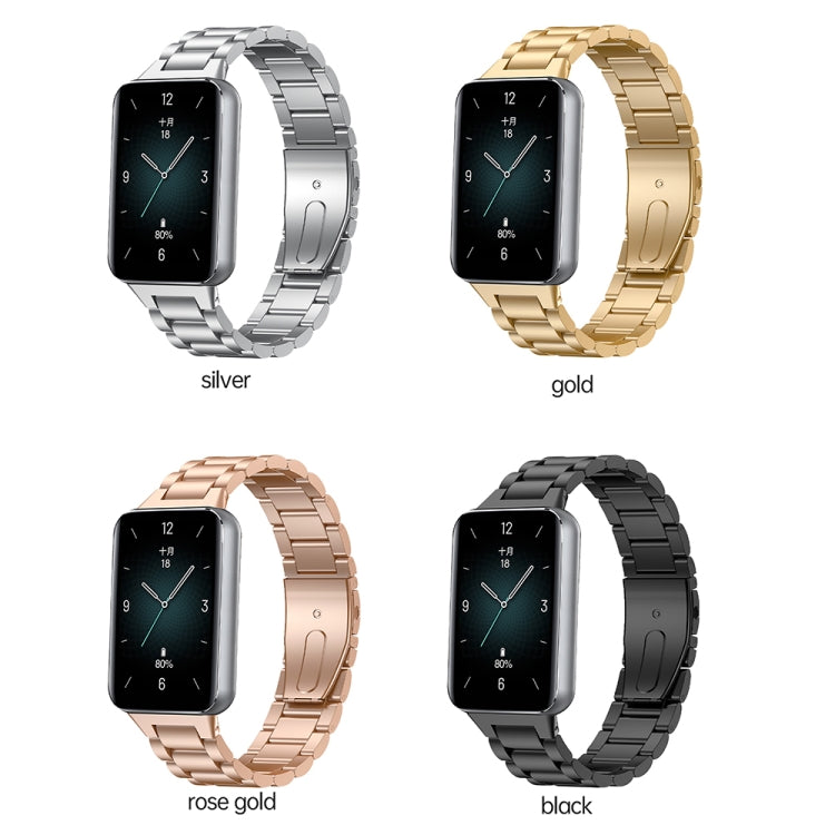 For Honor Band 9 Three Strains Metal Watch Band(Black) - Watch Bands by PMC TechLife | Online Shopping South Africa | PMC TechLife
