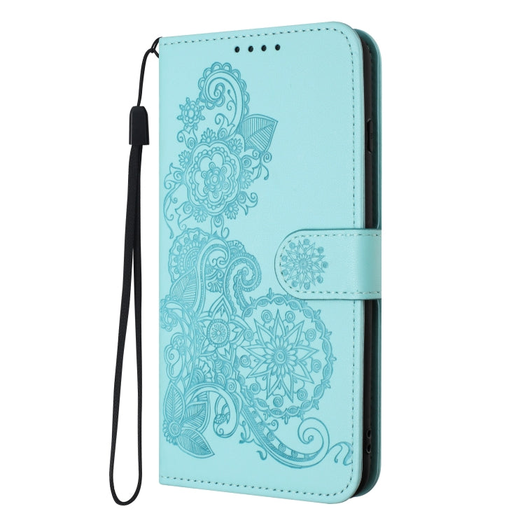 For iPhone SE 2024 Datura Flower Embossed Flip Leather Phone Case(Light Blue) - More iPhone Cases by PMC Jewellery | Online Shopping South Africa | PMC Jewellery | Buy Now Pay Later Mobicred