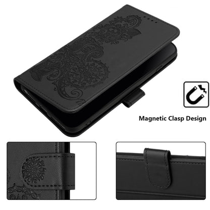 For iPhone 16 Plus Datura Flower Embossed Flip Leather Phone Case(Black) - iPhone 16 Plus Cases by PMC Jewellery | Online Shopping South Africa | PMC Jewellery | Buy Now Pay Later Mobicred