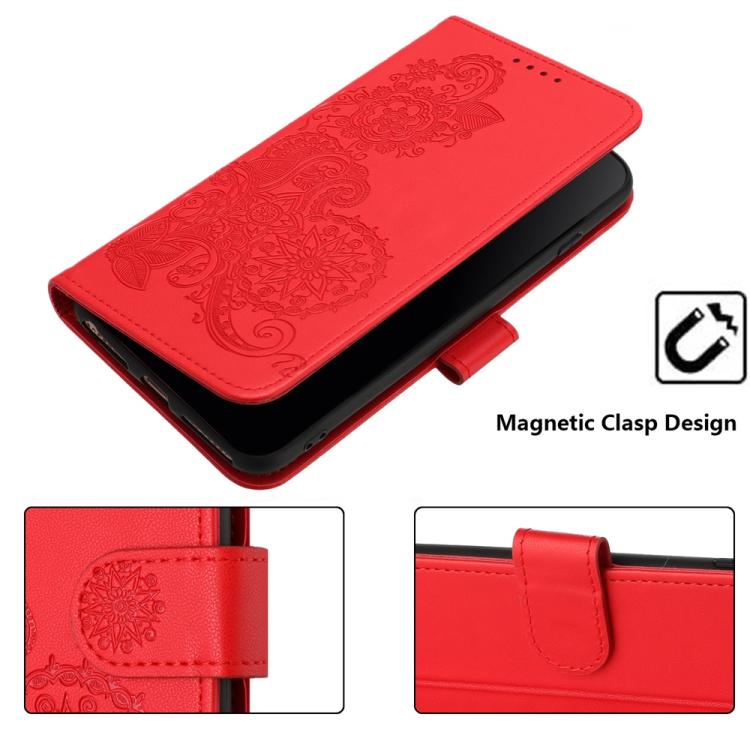 For iPhone 17 Datura Flower Embossed Flip Leather Phone Case(Red) - free shipping - PMc TechLife - Order now!