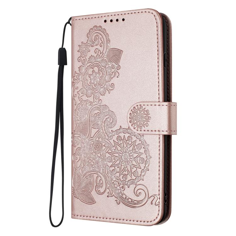 For iPhone 17 Pro Datura Flower Embossed Flip Leather Phone Case(Rose Gold) - free shipping - PMc TechLife - Order now!