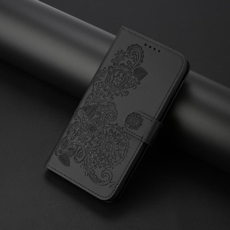 For iPhone 17 Pro Datura Flower Embossed Flip Leather Phone Case(Black) - free shipping - PMc TechLife - Order now!