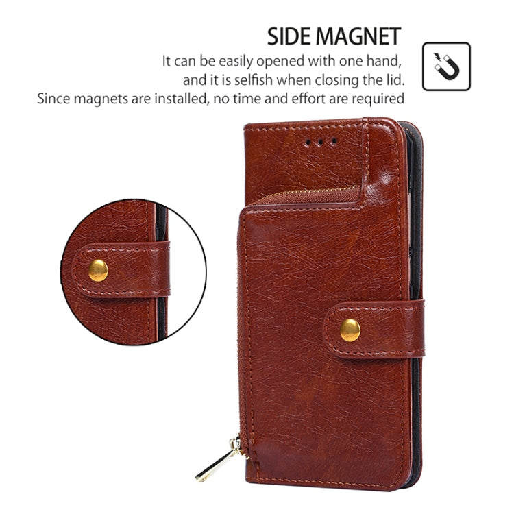 For Motorola Edge 5G 2024 Zipper Bag Leather Phone Case(Brown) - Motorola Cases by PMC Jewellery | Online Shopping South Africa | PMC Jewellery | Buy Now Pay Later Mobicred