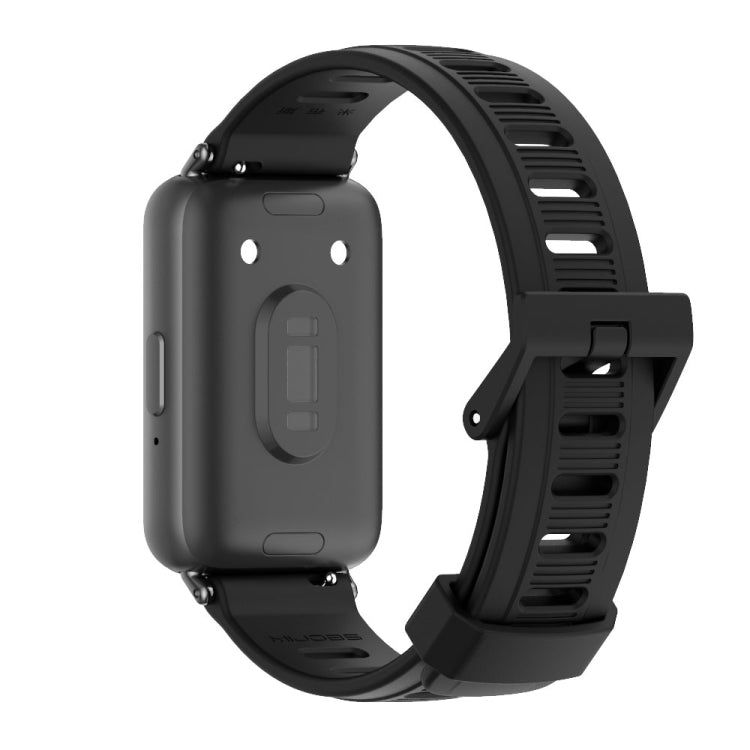 For Samsung Galaxy Fit 3 Mijobs Flat Hole Silicone Watch Band(Black) - Watch Bands by MIJOBS | Online Shopping South Africa | PMc TechLife | Buy Now Pay Later Mobicred