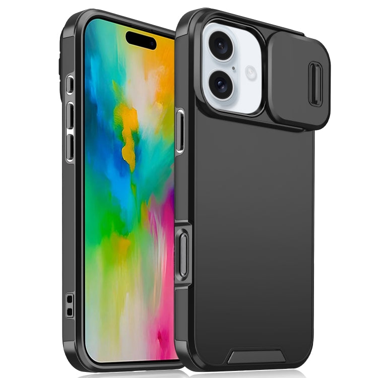 For iPhone 16 Plus Sliding Camshield TPU + PC Phone Case(Black) - iPhone 16 Plus Cases by PMC TechLife | Online Shopping South Africa | PMC TechLife | Buy Now Pay Later Mobicred