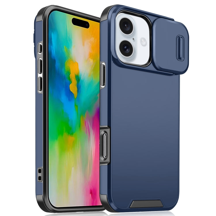 For iPhone 16 Plus Sliding Camshield TPU + PC Phone Case(Blue) - iPhone 16 Plus Cases by PMC Jewellery | Online Shopping South Africa | PMC Jewellery | Buy Now Pay Later Mobicred