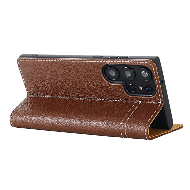 For Samsung Galaxy S24 5G GEBEI Top-grain Horizontal Flip Leather Phone Case(Brown) - free shipping - PMC Jewellery - Order now!