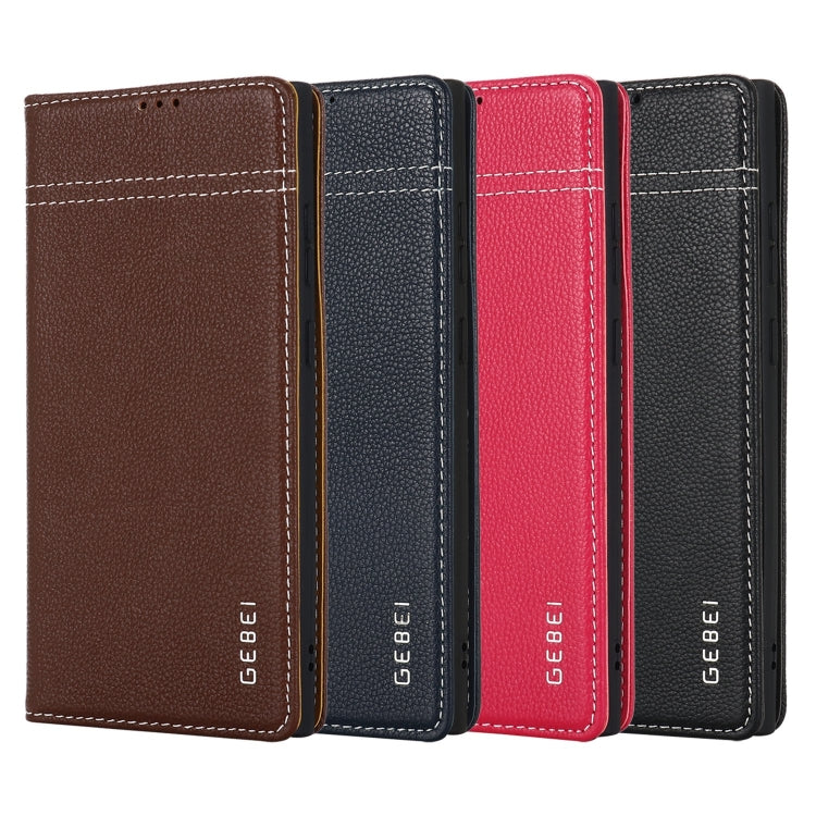 For Samsung Galaxy S24 5G GEBEI Top-grain Horizontal Flip Leather Phone Case(Brown) - free shipping - PMC Jewellery - Order now!