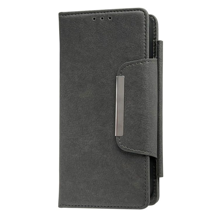 For iPhone 16 Pro Multifunctional 7-Cards Wallet Leather Phone Case(Grey) - iPhone 16 Pro Cases by PMC Jewellery | Online Shopping South Africa | PMC Jewellery | Buy Now Pay Later Mobicred
