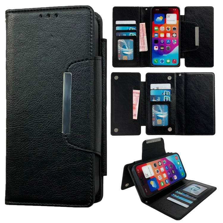 For iPhone 16 Plus Multifunctional Seven Cards Wallet Leather Phone Case(Black) - iPhone 16 Plus Cases by PMC Jewellery | Online Shopping South Africa | PMC Jewellery | Buy Now Pay Later Mobicred