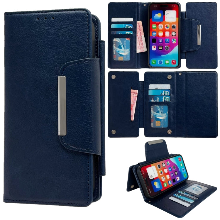 For iPhone 16 Plus Multifunctional 7-Cards Wallet Leather Phone Case(Royal Blue) - free shipping - PMC Jewellery - Order now!