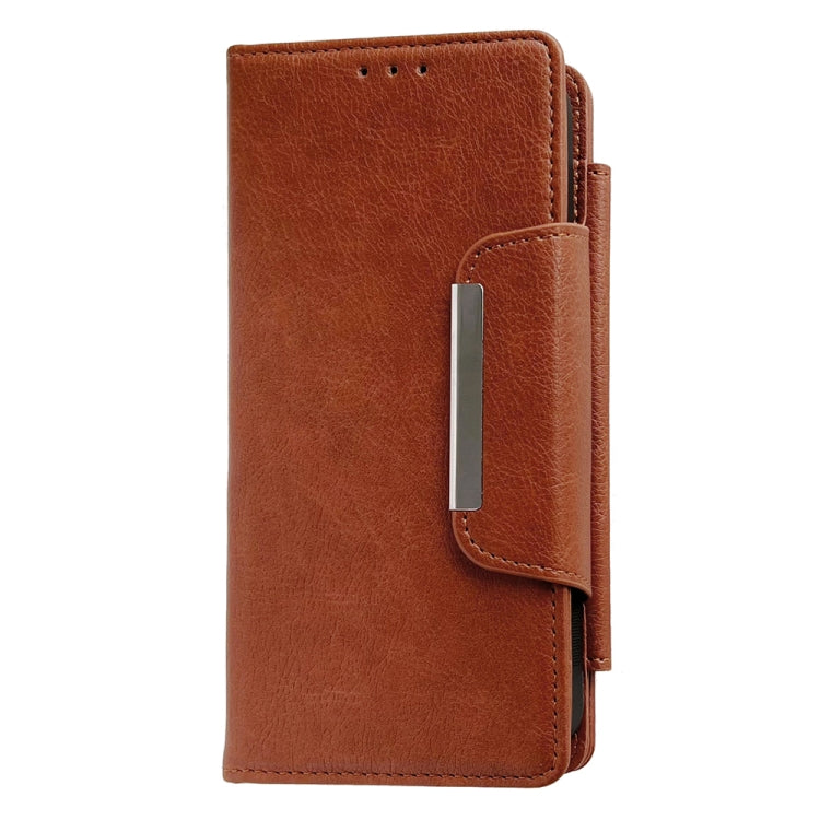 For iPhone 16 Plus Multifunctional 7-Cards Wallet Leather Phone Case(Brown) - iPhone 16 Plus Cases by PMC Jewellery | Online Shopping South Africa | PMC Jewellery | Buy Now Pay Later Mobicred