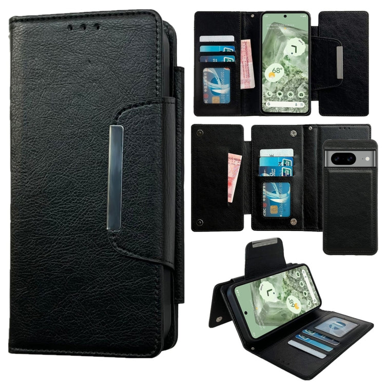For Google Pixel 7a Multifunctional 7-Card Wallet Leather Phone Case(Black) - Google Cases by PMC TechLife | Online Shopping South Africa | PMC TechLife | Buy Now Pay Later Mobicred