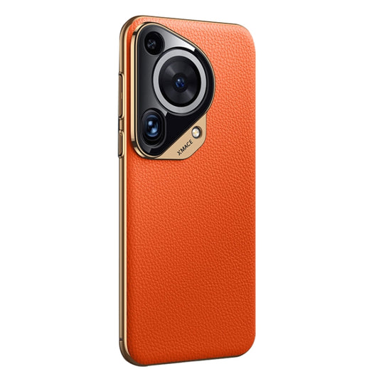 For Huawei Pura 70 Ultra Litchi Texture Genuine Leather Phone Case(Orange) - Huawei Cases by PMC Jewellery | Online Shopping South Africa | PMC Jewellery | Buy Now Pay Later Mobicred