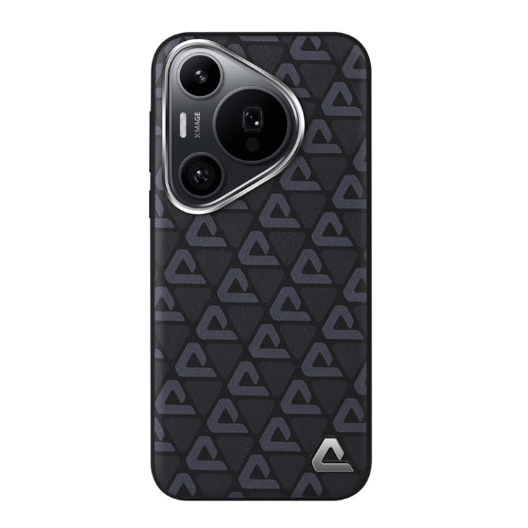 For Huawei Pura 70 Pro / Pro+ Plain Leather Printed Cooling Phone Case(Black) - Huawei Cases by PMC Jewellery | Online Shopping South Africa | PMC Jewellery | Buy Now Pay Later Mobicred