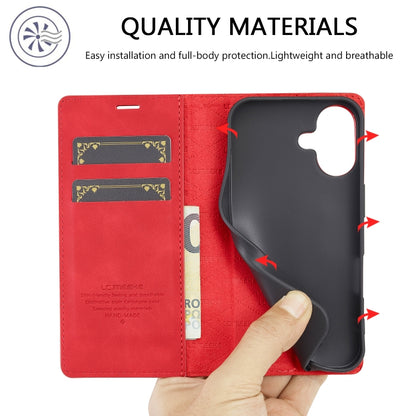 For iPhone 16 Plus LC.IMEEKE Strong Magnetism Microfiber Leather Phone Case(Red) - iPhone 16 Plus Cases by LC.IMEEKE | Online Shopping South Africa | PMC Jewellery | Buy Now Pay Later Mobicred