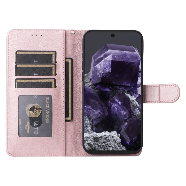 For Google Pixel 9 Diamond Lattice Leather Flip Phone Case(Rose Gold) - Google Cases by PMC TechLife | Online Shopping South Africa | PMC TechLife | Buy Now Pay Later Mobicred