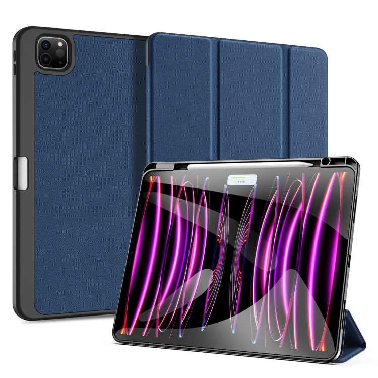 For iPad Pro 13 2024 DUX DUCIS Domo Series Cloth Texture Magnetic Leather Tablet Case(Blue) - iPad Pro 13 2024 Cases by DUX DUCIS | Online Shopping South Africa | PMC Jewellery | Buy Now Pay Later Mobicred