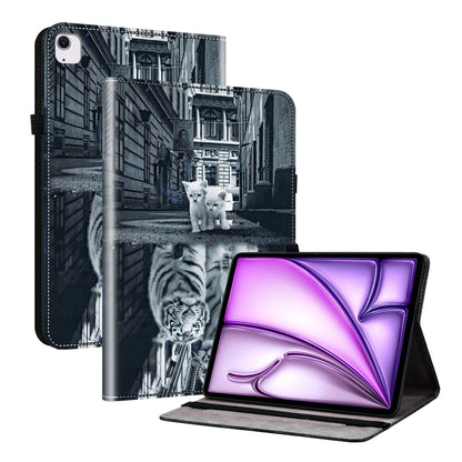 For iPad Air 11 2024 Crystal Texture Painted Leather Smart Tablet Case(Cat Reflection Tiger) - iPad Air 11 2024 Cases by PMC Jewellery | Online Shopping South Africa | PMC Jewellery | Buy Now Pay Later Mobicred