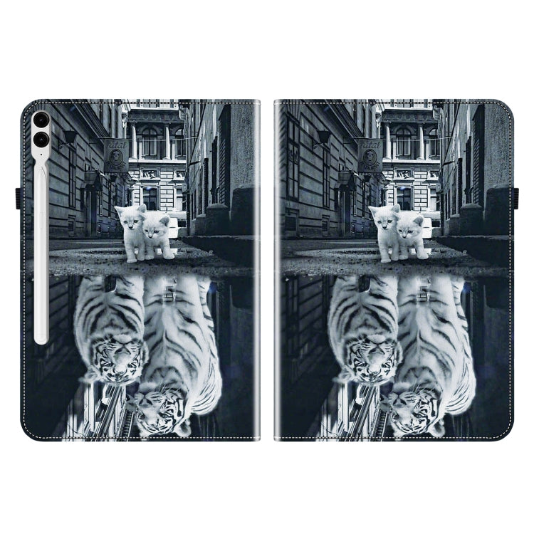 For Samsung Galaxy Tab S9+ / S9 FE+ Crystal Texture Painted Leather Tablet Case(Cat Reflection Tiger) - Galaxy Tab S9+ Cases by PMC Jewellery | Online Shopping South Africa | PMC Jewellery | Buy Now Pay Later Mobicred