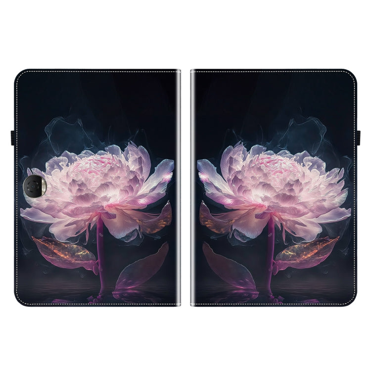 For Honor Pad 9 12.1 Crystal Texture Painted Leather Tablet Case(Purple Peony) - Honor by PMC TechLife | Online Shopping South Africa | PMC TechLife | Buy Now Pay Later Mobicred