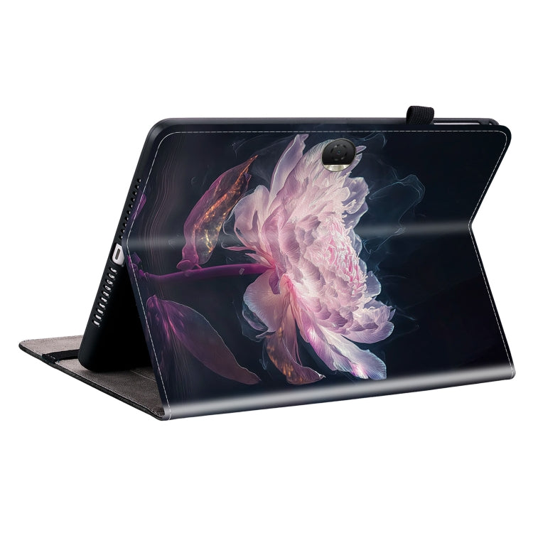For Honor Pad 9 12.1 Crystal Texture Painted Leather Tablet Case(Purple Peony) - Honor by PMC TechLife | Online Shopping South Africa | PMC TechLife | Buy Now Pay Later Mobicred