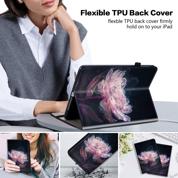 For Honor Pad 9 12.1 Crystal Texture Painted Leather Tablet Case(Purple Peony) - Honor by PMC TechLife | Online Shopping South Africa | PMC TechLife | Buy Now Pay Later Mobicred